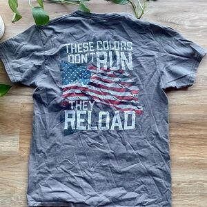 Gray Graphic T-Shirt with American Flag